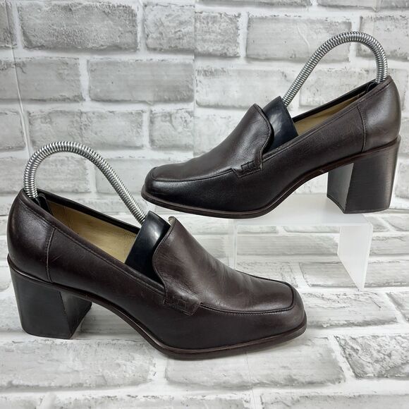 The Limited The Well Heeled Loafer Women's Size 8.5 Brown Leather Block Vintage - Picture 1 of 13